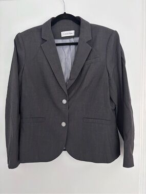 Calvin Klein Charcoal Gray Women's Two-Button Blazer